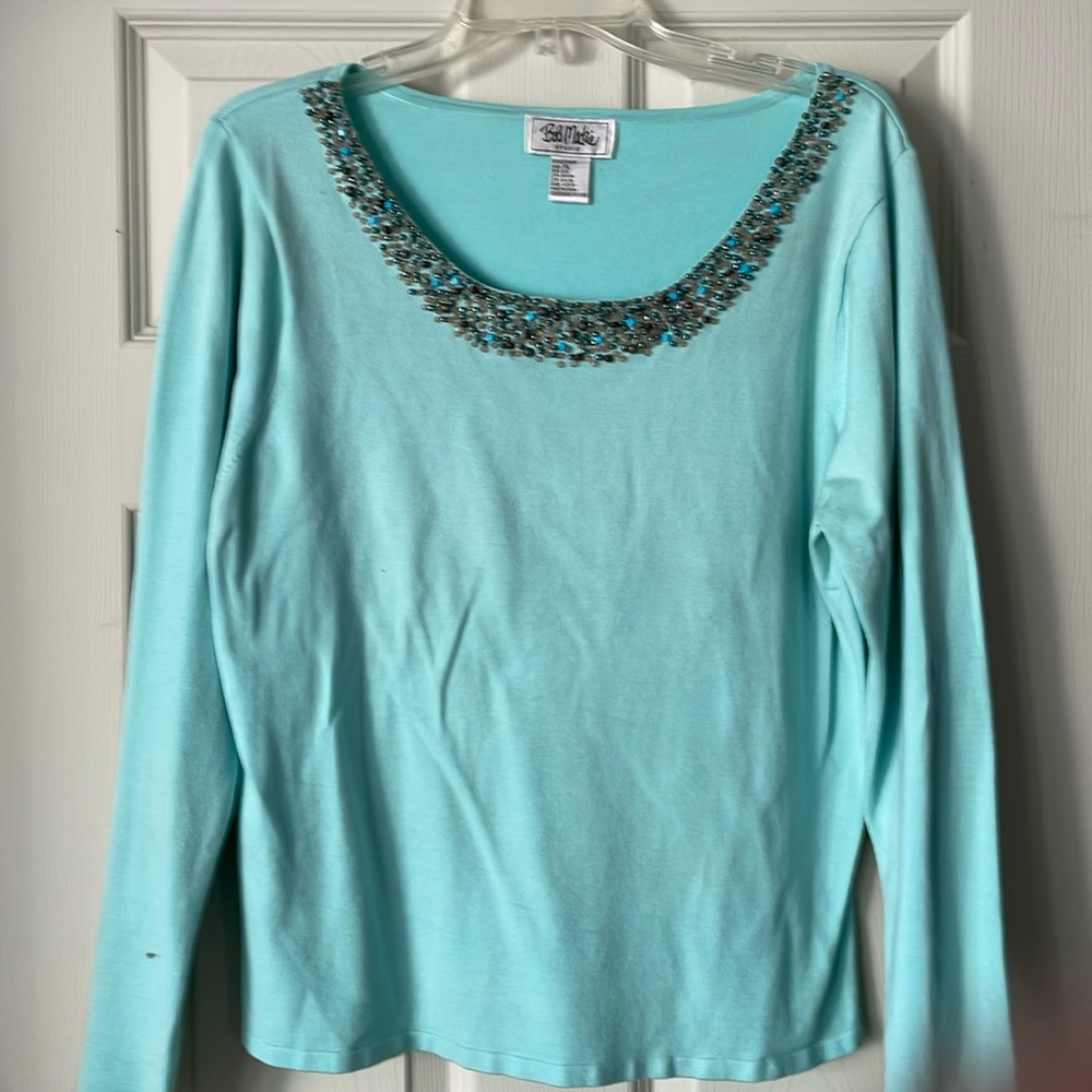 Bob Mackie Studio
XL Aqua Long sleeve shirt/sweater